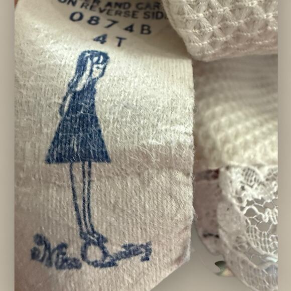 Vtg Dress Toddler Girl 4T Green Long Sleeve Lace Bib Collar Plaid Christmas Bow - Picture 5 of 6